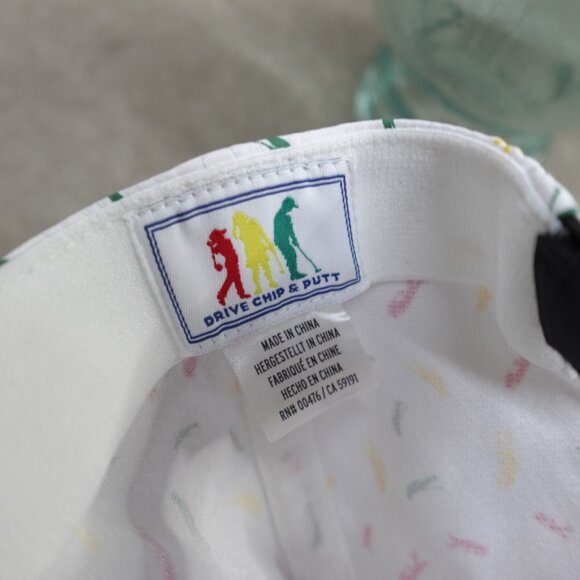 Drive Chip Putt Hat White Embroidered All Over Print Strapback USGA Masters - Picture 5 of 5